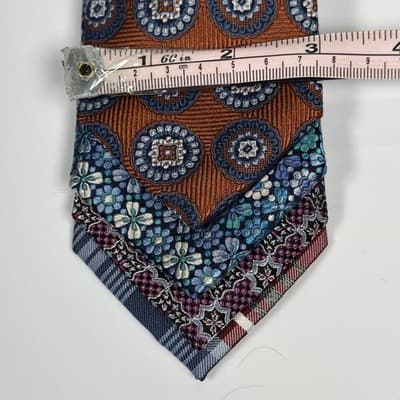 NEW Jos A Bank Mens Silk Ties Lot (4) Reserve Floral Multicolor Geometric Plaid - Thumbnail 4