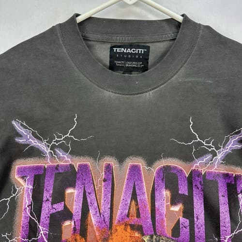 Tenaciti Crewneck T-Shirt Mens Medium Black Long Sleeve Streetwear Cobra Skull - Thumbnail 4