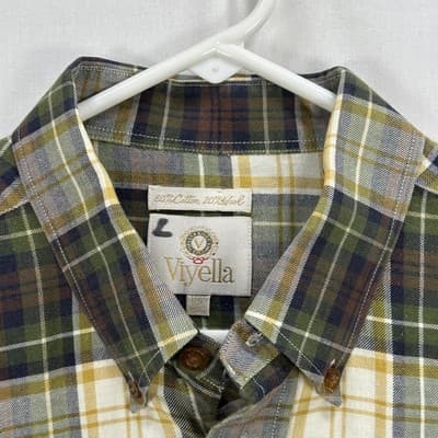 Viyella Flannel Shirt Mens XL Multicolor Plaid Wool Blend Button Up Long Sleeve - Thumbnail 5
