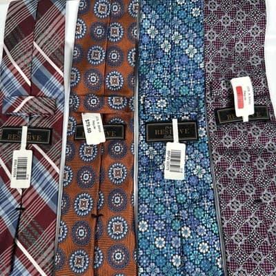 NEW Jos A Bank Mens Silk Ties Lot (4) Reserve Floral Multicolor Geometric Plaid - Thumbnail 3