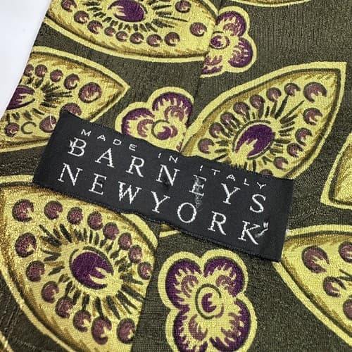 VTG Barneys Mens Silk Necktie Foulard Tie Geometric Medallions Multicolor ITALY - Thumbnail 5
