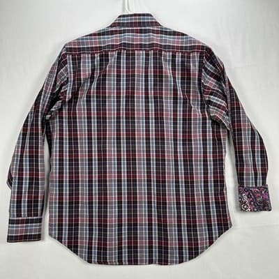 Robert Graham Shirt Mens Large Multicolor Plaid Classic Long Sleeve Flip Cuffs - Thumbnail 3
