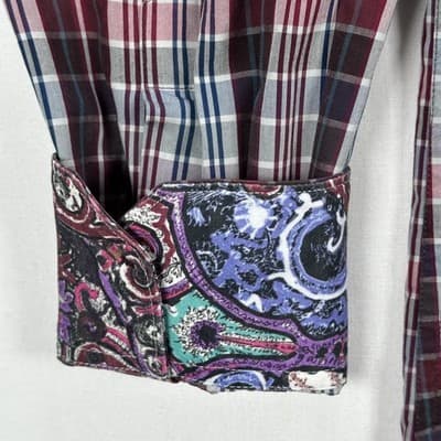 Robert Graham Shirt Mens Large Multicolor Plaid Classic Long Sleeve Flip Cuffs - Thumbnail 4