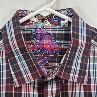 Robert Graham Shirt Mens Large Multicolor Plaid Classic Long Sleeve Flip Cuffs - Thumbnail 5