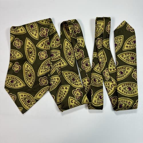 VTG Barneys Mens Silk Necktie Foulard Tie Geometric Medallions Multicolor ITALY - Thumbnail 4