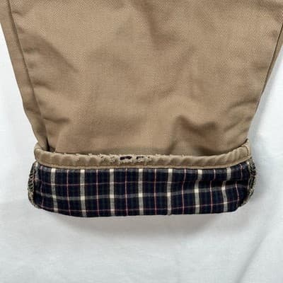 L.L. Bean Flannel Lined Pants Mens 42 X 30 Brown Relaxed Fit Chino Workwear - Thumbnail 3