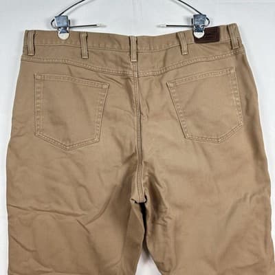 L.L. Bean Flannel Lined Pants Mens 42 X 30 Brown Relaxed Fit Chino Workwear - Thumbnail 8