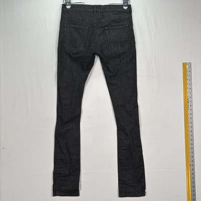 Rhude Skinny Distressed Jeans Mens 30 x 35 Black Denim Stretch Ripped Tapered - Thumbnail 2