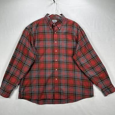 Vintage Viyella Flannel Shirt Mens XL Red Plaid Button Down Wool Blend 90s - Thumbnail 2