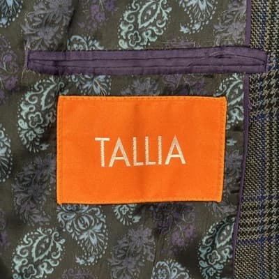 Tallia Lambswool Blazer Mens 42 R Gray Blue Plaid Sport Coat Jacket 2-Button - Thumbnail 10