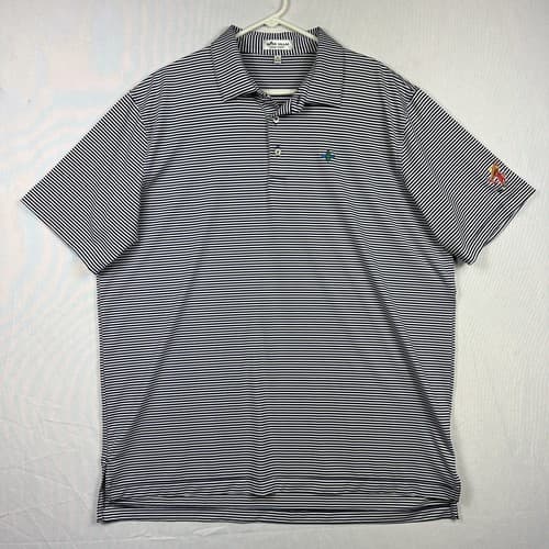 Peter Millar Golf Polo Mens XL Navy Blue Striped Summer Comfort Chili Pepper - Thumbnail 3