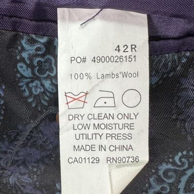 Tallia Lambswool Blazer Mens 42 R Gray Blue Plaid Sport Coat Jacket 2-Button - Thumbnail 11