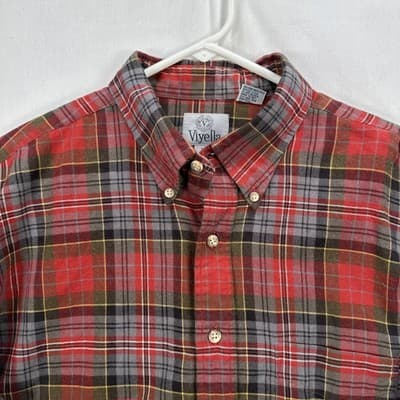 Vintage Viyella Flannel Shirt Mens XL Red Plaid Button Down Wool Blend 90s - Thumbnail 4
