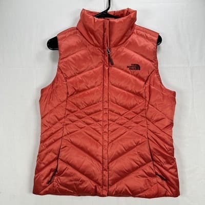 The North Face 550 Down Aconcagua 3 Vest Womens Medium Salmon Quilted Puffer Zip - Image 1