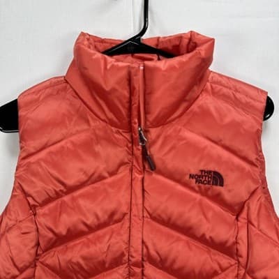 The North Face 550 Down Aconcagua 3 Vest Womens Medium Salmon Quilted Puffer Zip - Thumbnail 3