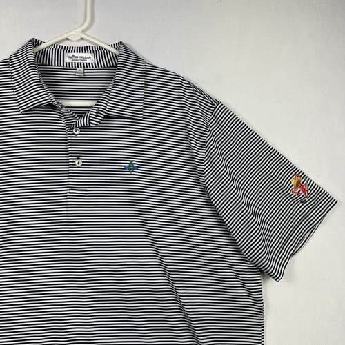 Peter Millar Golf Polo Mens XL Navy Blue Striped Summer Comfort Chili Pepper - Thumbnail 6