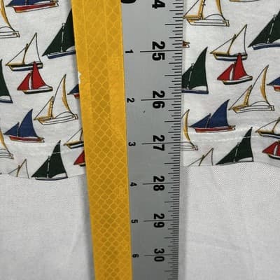 Maus & Hoffman Polo Shirt Mens 44 Large Blue White Nautical Sailboat AOP Italy - Thumbnail 7