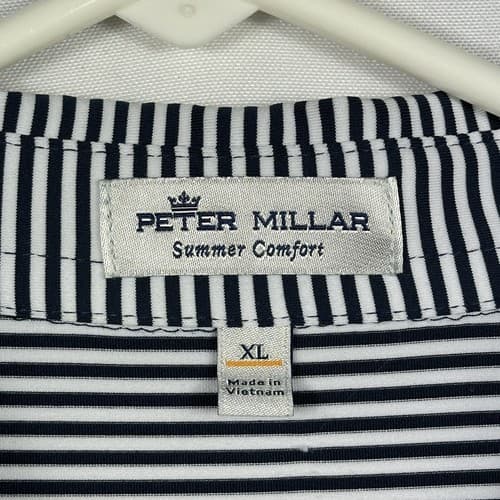 Peter Millar Golf Polo Mens XL Navy Blue Striped Summer Comfort Chili Pepper - Thumbnail 11