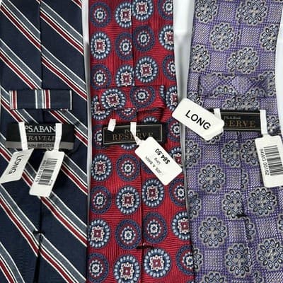 NEW Jos A Bank Mens Ties Long Lot (3) Reserve Traveler Multi Geometric Striped - Thumbnail 3