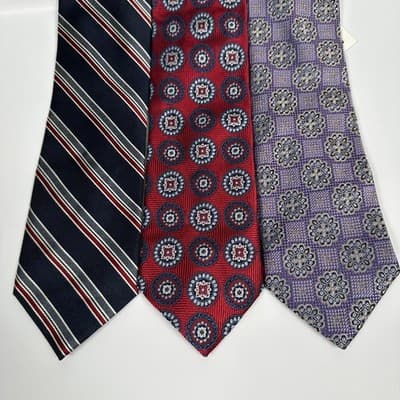 NEW Jos A Bank Mens Ties Long Lot (3) Reserve Traveler Multi Geometric Striped - Thumbnail 2