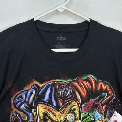 Six Flags Long Sleeve T-Shirt Mens Large Black Horror Clown Jester Scary Graphic - Thumbnail 4