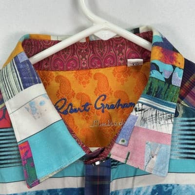 Robert Graham Limited Edition Shirt XL Breaking Lands #/833 Geometric Flip Cuff - Thumbnail 8