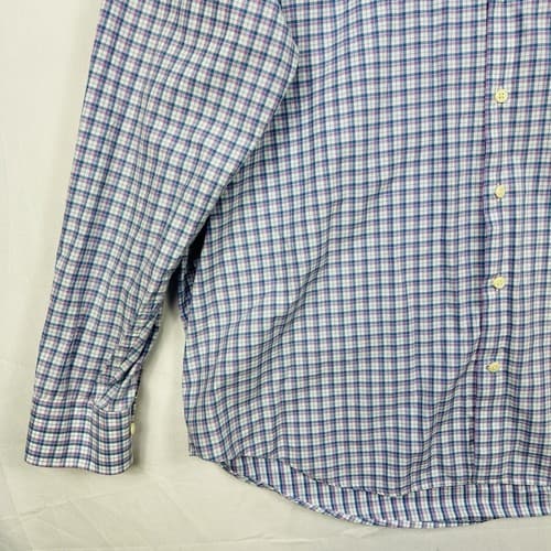 Peter Millar Crown Oxford Sport Shirt Men 2XL Blue Camden Box Check Purple Plaid - Thumbnail 6