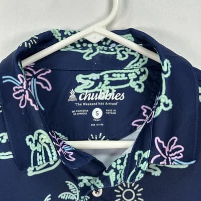 Chubbies Neon Glades Golf Polo Shirt Mens Small Alligator Palm Trees Stretch - Thumbnail 5