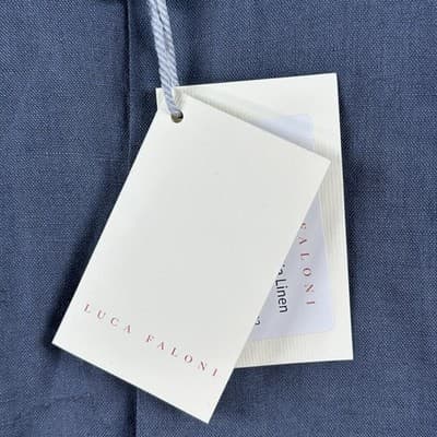 NEW Luca Faloni Versilia Linen Shirt Mens XL Gray Band Collar Long Sleeve Button - Thumbnail 4