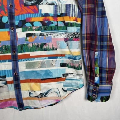 Robert Graham Limited Edition Shirt XL Breaking Lands #/833 Geometric Flip Cuff - Thumbnail 3