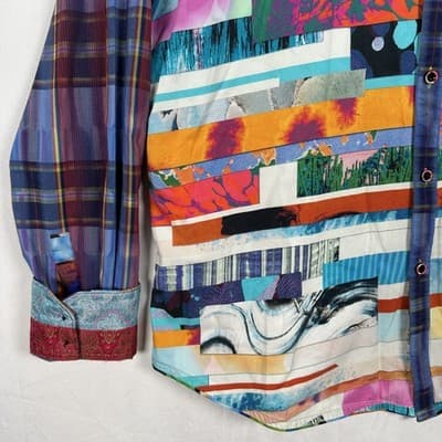 Robert Graham Limited Edition Shirt XL Breaking Lands #/833 Geometric Flip Cuff - Thumbnail 4