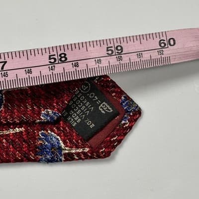 Ermenegildo Zegna Mens 100% Silk Tie Blue Red Floral Geometric Jacquard Necktie - Thumbnail 9