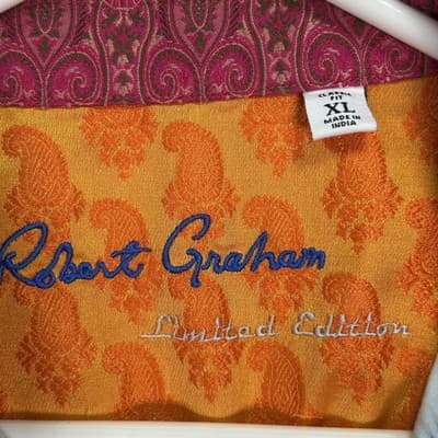 Robert Graham Limited Edition Shirt XL Breaking Lands #/833 Geometric Flip Cuff - Thumbnail 9