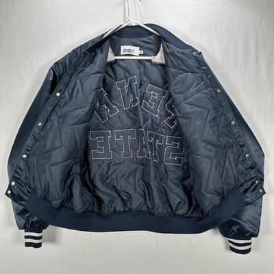 Penn State Nittany Lions Satin Jacket Men XL Football Chalk Line Vintage 90s EUC - Thumbnail 11