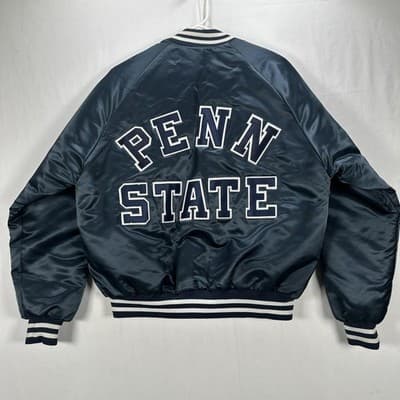 Penn State Nittany Lions Satin Jacket Men XL Football Chalk Line Vintage 90s EUC - Thumbnail 2