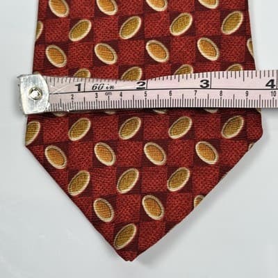 Ermenegildo Zegna 100% Silk Tie Mens Red Orange Geometric Medallions Italy EUC - Thumbnail 7