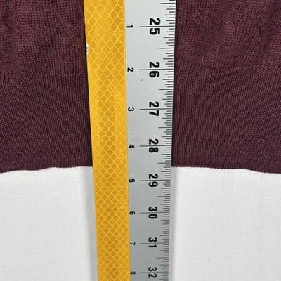 Peter Millar Sweater Mens 2XL Burgundy 100% Merino Wool Cable Knit Crewneck - Thumbnail 9