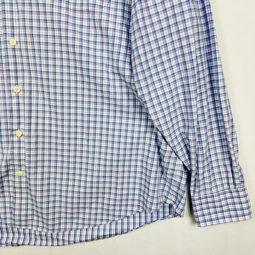 Peter Millar Crown Oxford Sport Shirt Men 2XL Blue Camden Box Check Purple Plaid - Thumbnail 5