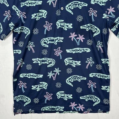 Chubbies Neon Glades Golf Polo Shirt Mens Small Alligator Palm Trees Stretch - Thumbnail 4