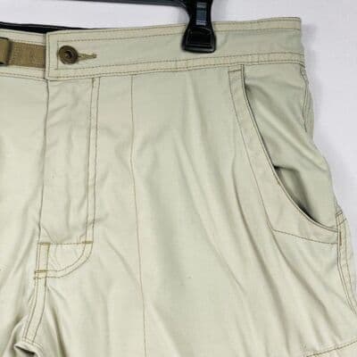 Vintage PRANA Cargo Shorts Mens Medium Tan Breathe Nylon Blend Flat Front 11" - Thumbnail 5