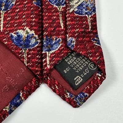 Ermenegildo Zegna Mens 100% Silk Tie Blue Red Floral Geometric Jacquard Necktie - Thumbnail 7