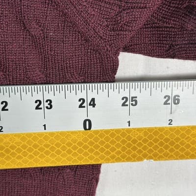 Peter Millar Sweater Mens 2XL Burgundy 100% Merino Wool Cable Knit Crewneck - Thumbnail 10