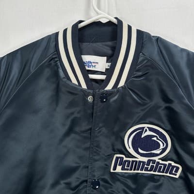 Penn State Nittany Lions Satin Jacket Men XL Football Chalk Line Vintage 90s EUC - Thumbnail 5