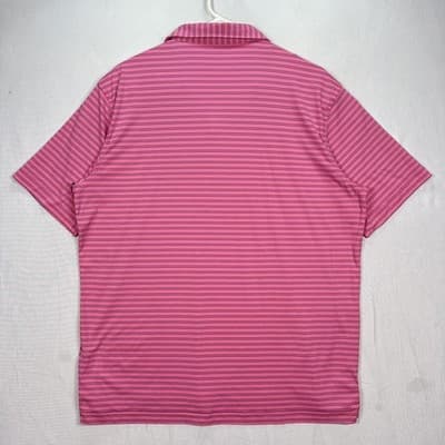 Peter Millar Featherweight Golf Polo Shirt Mens Large Pink Striped Short Sleeve - Thumbnail 3