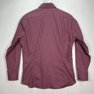 Guglielminotti Milano Shirt Mens 16.5 42 Purple Pink Plaid Long Sleeve Button Up - Thumbnail 4