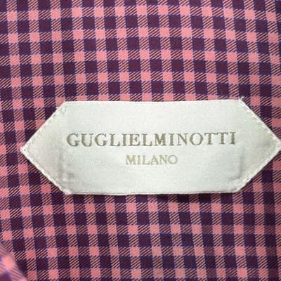 Guglielminotti Milano Shirt Mens 16.5 42 Purple Pink Plaid Long Sleeve Button Up - Thumbnail 6