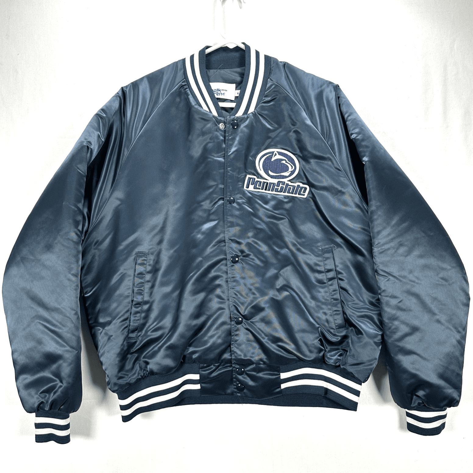 Penn State Nittany Lions Satin Jacket Men XL Football Chalk Line Vintage 90s EUC - Image 1
