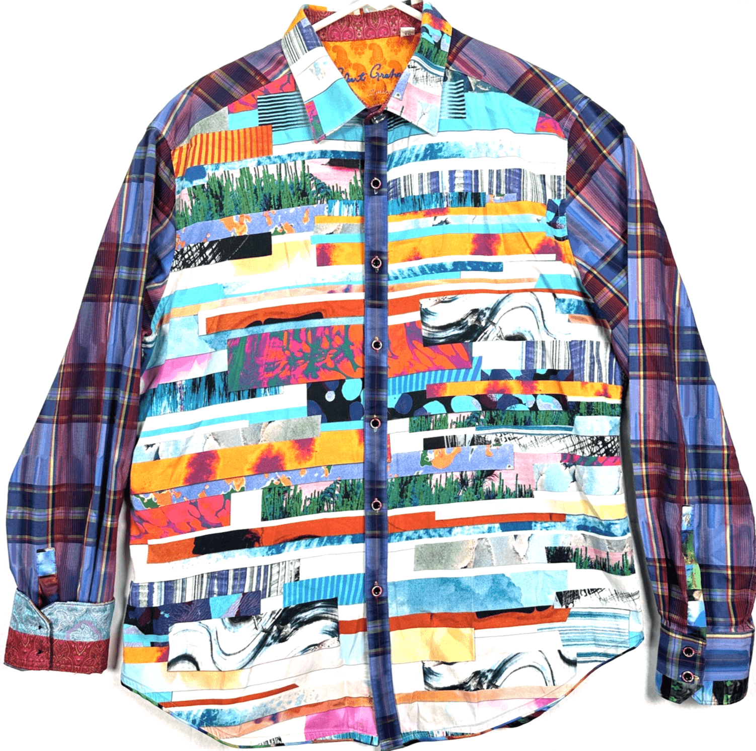 Robert Graham Limited Edition Shirt XL Breaking Lands #/833 Geometric Flip Cuff - Image 1