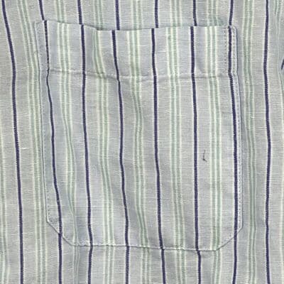 Lafayette Homme Womens Medium Linen Button Up Shirt Blue Striped Long Sleeve Top - Thumbnail 11