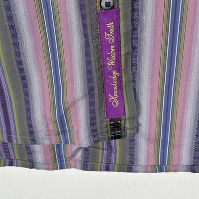 Robert Graham Shirt Mens 2XL Pink Purple Striped Silk Trim Long Sleeve Flip Cuff - Thumbnail 8